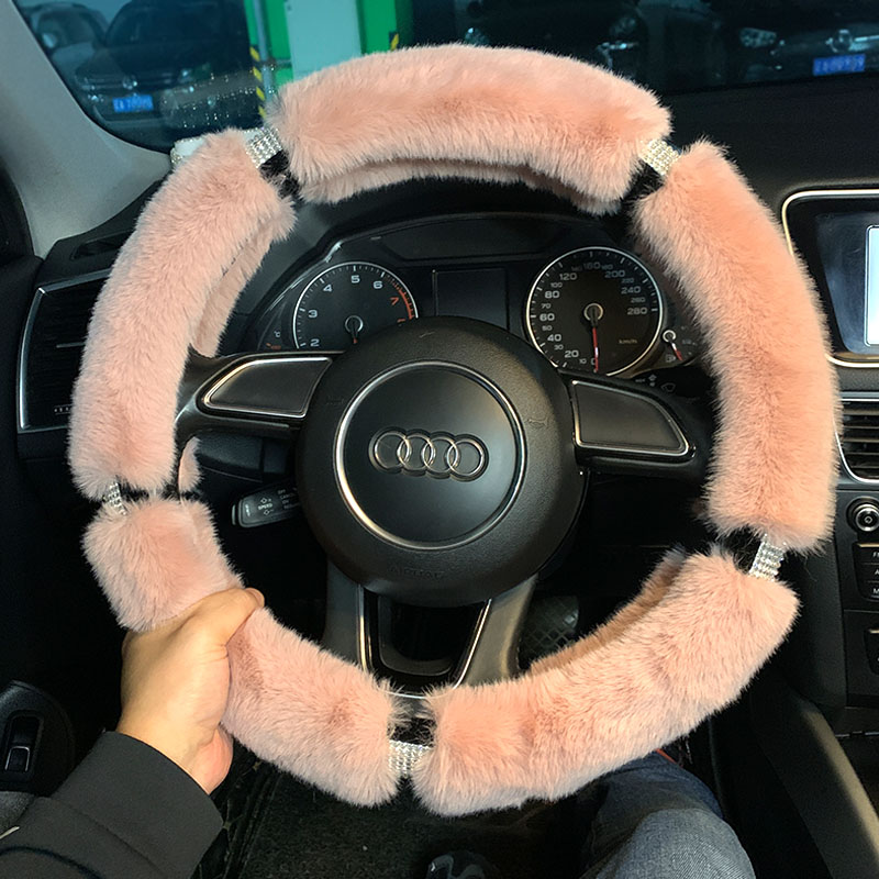 Car steering wheel cover winter plush upscale car to decorate the four seasons universal anti-slip protective sheath