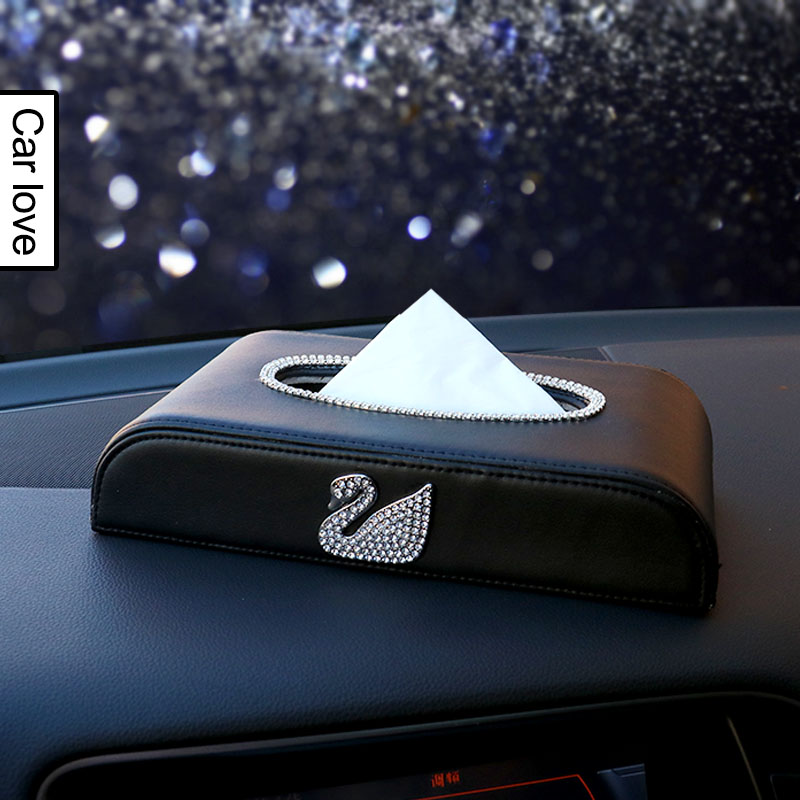 Car swan inlaid leather tissue box cartridge towel tissue cartridge tissue for ladies