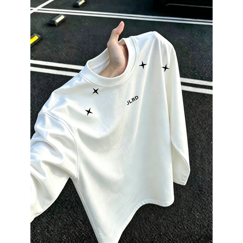 National Trend American Style Heavyweight Pure Cotton Men's Long-Sleeve T-Shirt Base Layer 2026 New Youth Autumn Shirt Men's Top National Trend American Style Heavyweight Pure Cotton Men's Long-Sleeve T-Shirt Base Layer 2026 New Youth Autumn Shirt Men's Top