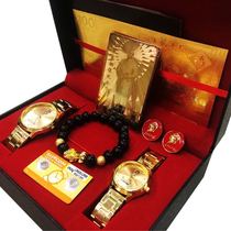 Chairman Maos new Zhongke head portrait elderly gift waterproof luminous gold steel belt couple watch gift package