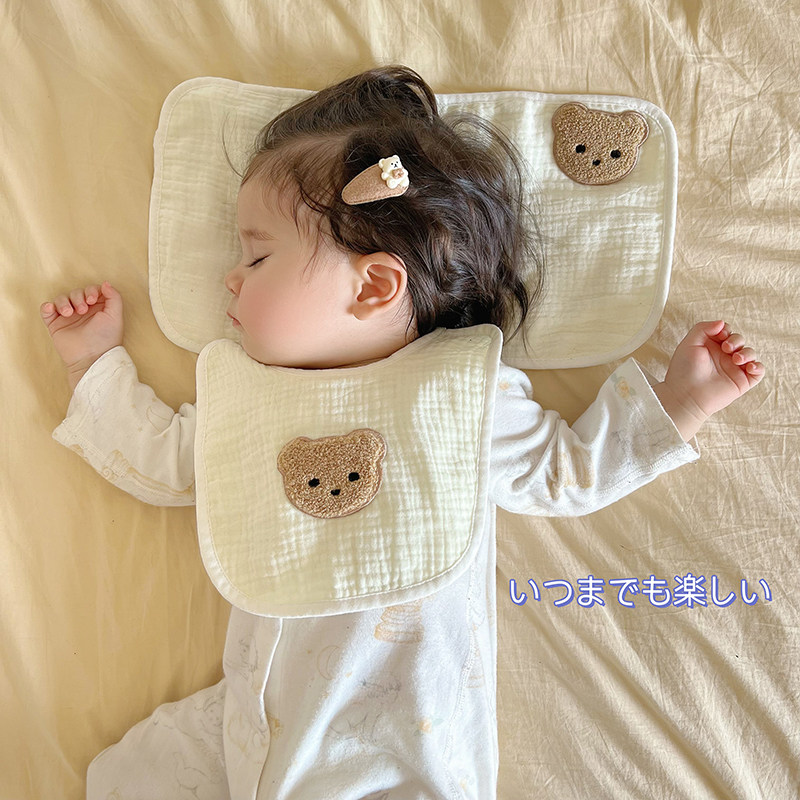 ins Korean Korean bear embroidered towel newborn baby baby towel anti - spittle veil cloth towel