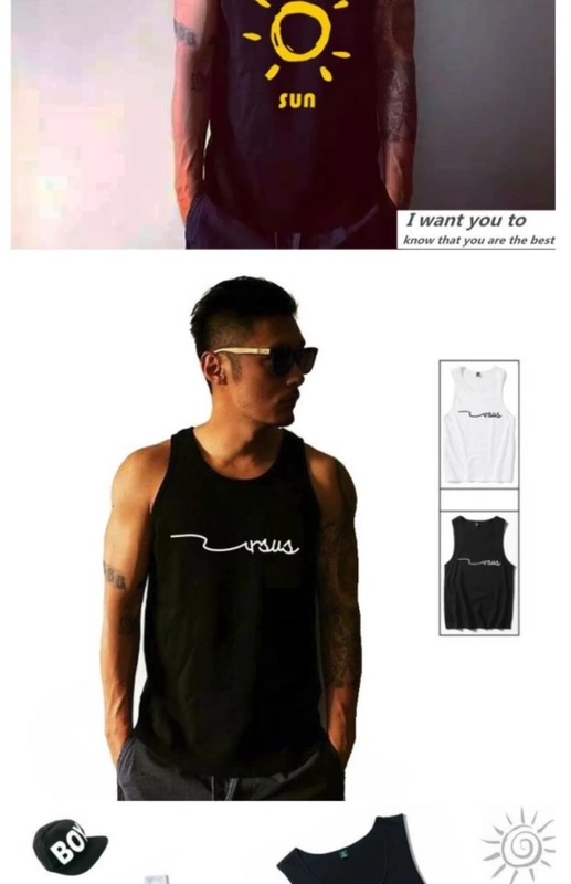 Áo vest thể thao nam cotton Yu Wenle triều nhãn hiệu áo vest đi biển bóng rổ áo vest trẻ trung 2019 - Áo vest cotton áo thun nam body