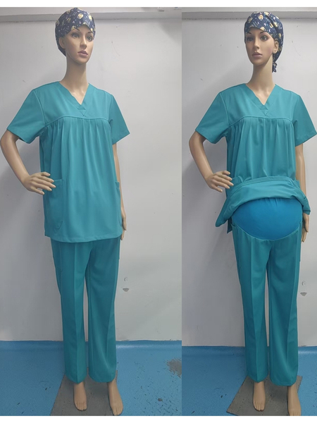Elastic Belly-Supporting Pants for Nurses, Maternity Pants, Operating Room Surgical Gowns, Medical Scrub Suits, Women's Short-Sleeve Quick-Dry Doctor's — 2
