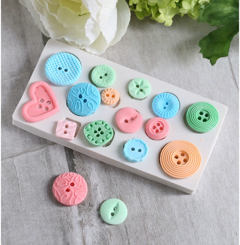 Carrian Fondant Silicone Nút Trang trí Fondant Khô Pez Cup Bánh Nút Khuôn Khuôn Khuôn Silicone Công cụ - Tự làm khuôn nướng