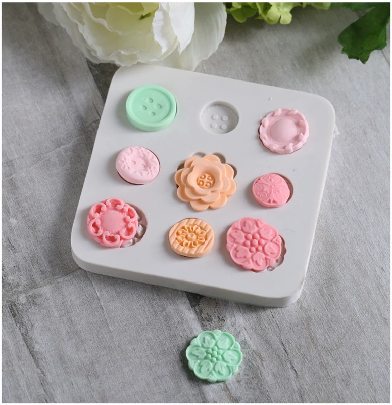 Carrian Fondant Silicone Nút Trang trí Fondant Khô Pez Cup Bánh Nút Khuôn Khuôn Khuôn Silicone Công cụ - Tự làm khuôn nướng