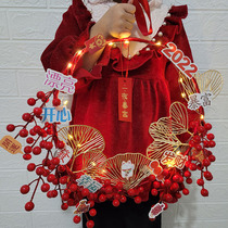 New year wreath pendant ornament housewarming door layout home living room red fruit rich bouquet diy material bag