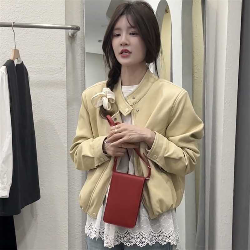 Fashionable Short Women's Stylish Soft Leather Jacket 2026 Autumn New High-End Biker Jacket for Petite Women Fashionable Short Women's Stylish Soft Leather Jacket 2026 Autumn New High-End Biker Jacket for Petite Women