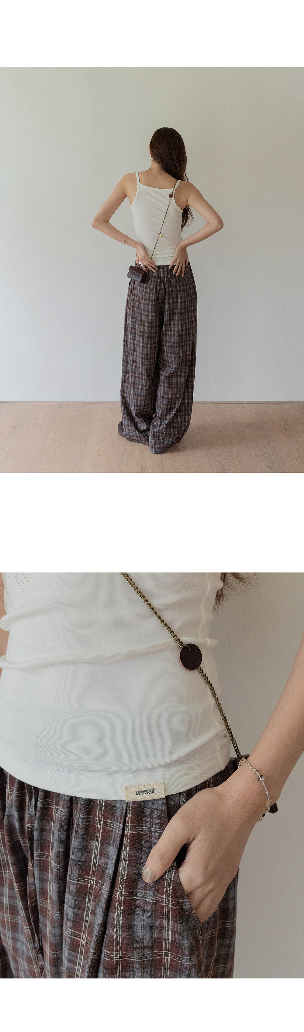 VNOOK женские широкие брюки из хлопка в клетку с эластичным поясом, весна 2026