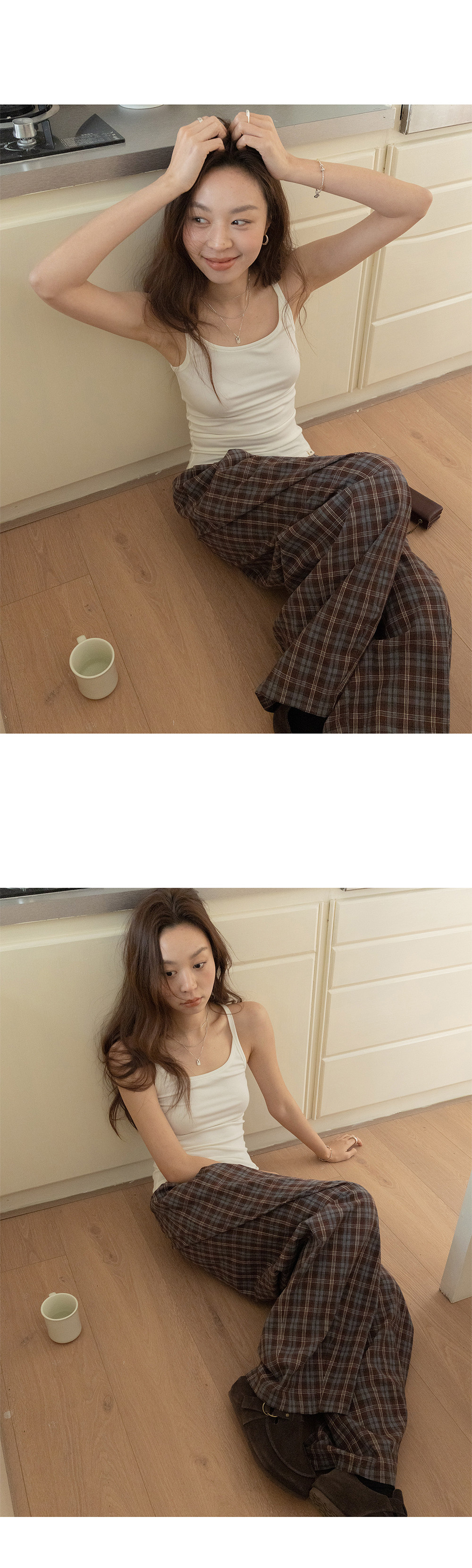 VNOOK женские широкие брюки из хлопка в клетку с эластичным поясом, весна 2026