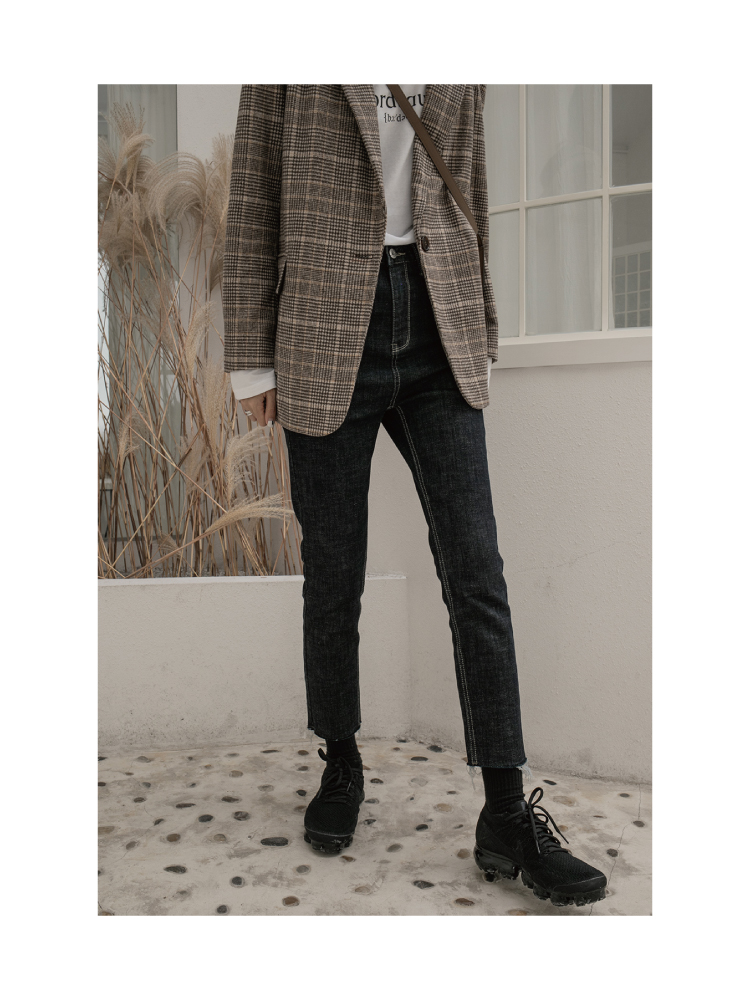 [VNOOK2018 thu đông mới] hipster retro nghìn con chim len len phù hợp với áo khoác ngắn vest nữ công sở