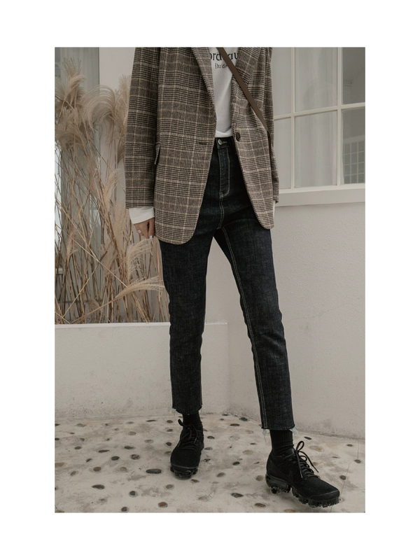 [VNOOK2018 thu đông mới] hipster retro nghìn con chim len len phù hợp với áo khoác ngắn áo khoác blazer nữ