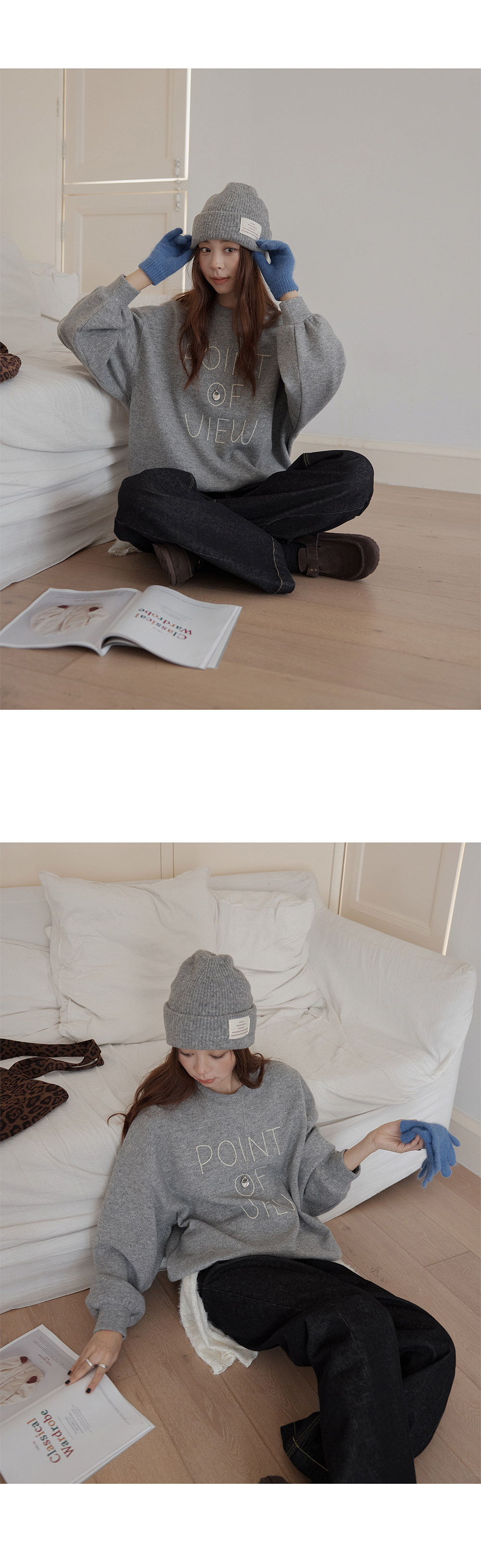 VNOOK толстовка с контрастной вышивкой букв женская зимняя утепленная свободная корейский стиль с капюшоном