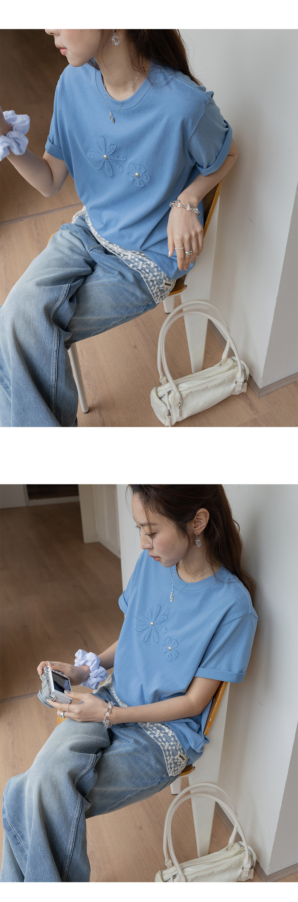 VNOOK женская футболка с круглым вырезом и аппликацией с вышивкой, новинка весна-лето 2026, трикотажная хлопковая свободная повседневная однотонная блузка с коротким рукавом