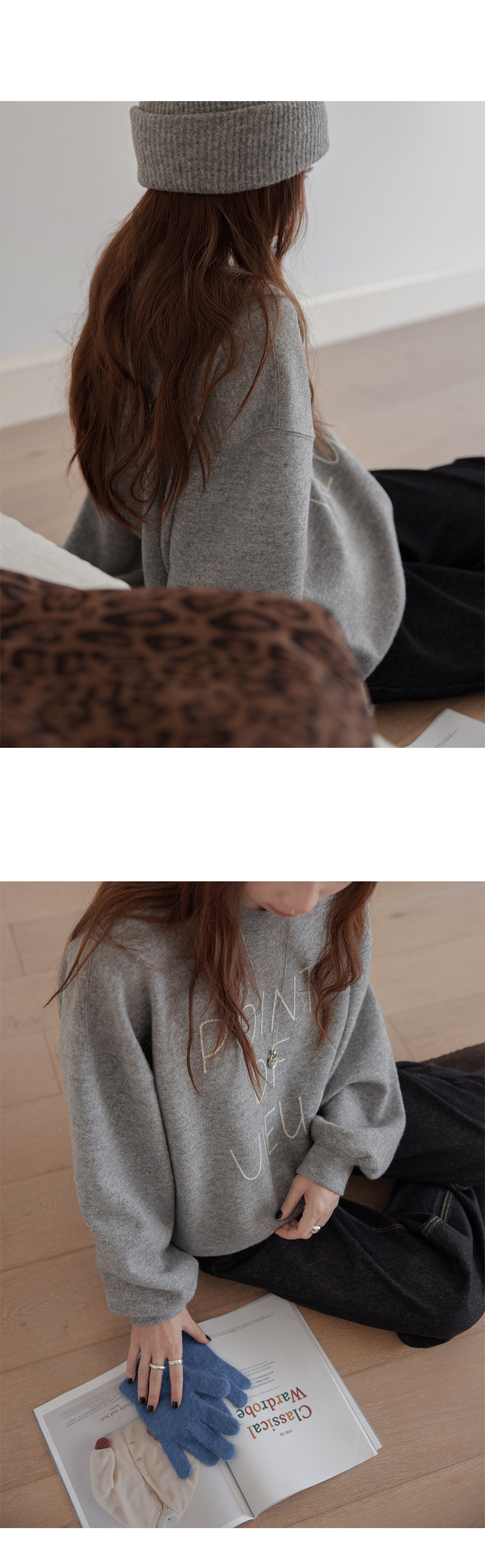 VNOOK толстовка с контрастной вышивкой букв женская зимняя утепленная свободная корейский стиль с капюшоном