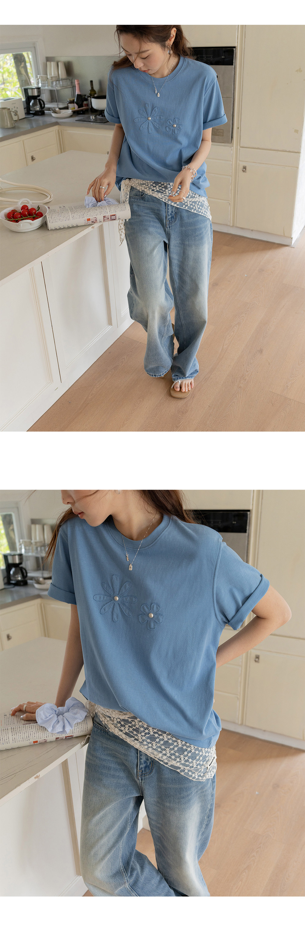 VNOOK женская футболка с круглым вырезом и аппликацией с вышивкой, новинка весна-лето 2026, трикотажная хлопковая свободная повседневная однотонная блузка с коротким рукавом