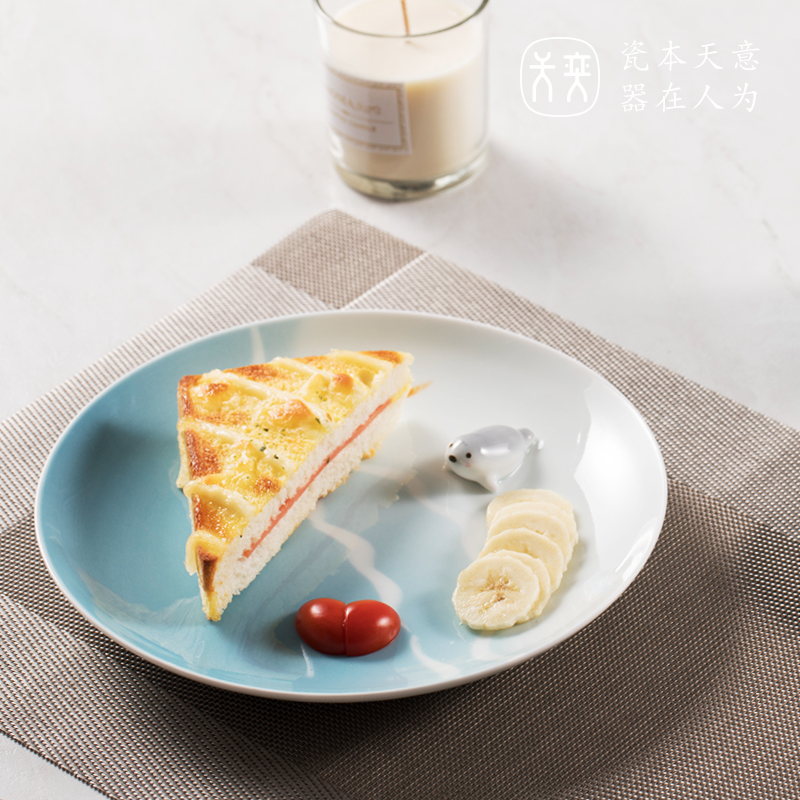 Yi ceramic plate ins wind plate of fruit salad western food steak creative small pure and fresh and web celebrity trill tableware