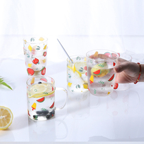 Strawberry glass cups Inwind minimalist Home Milk Cup Heat Breakfast Cup Large Capacity Oat Cup Coffee Water Cup