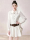 Elegant White Shirt Dress for Women, Waist-Cinching, with a Turn-Down Collar, New Trendy Style for Summer 2026