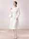 French Elegant Style White Lapel Dress for Women 2026 Summer Long-Sleeved Waist-Cinching A-Line Dress for Date and Party Wear