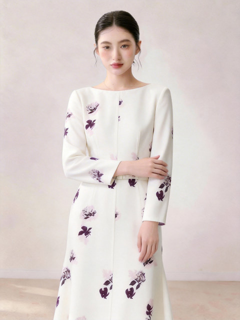 Age-Reducing, Powerful Aura Dress with Print, Waist-Cinching, Elegant for Work, Gentle and Generous, Luxurious High-End Dress for Summer 2026