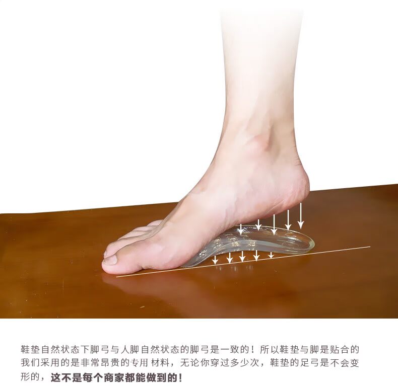 Ku Ming phẳng điều chỉnh đế trong suốt bàn chân phẳng pad cột sống đau gót chân và đau chân chức năng chỉnh hình chuyên nghiệp đế lót giày silicon tăng chiều cao