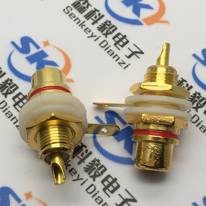 Red Premium Plated Gold Lotus Female Lotus Plug AV Audio Sound Power Amplifier Rca Socket