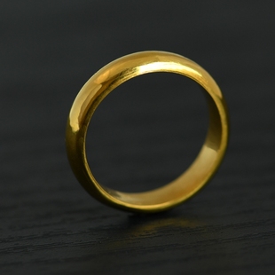 手工足金999素圈黄金戒指
