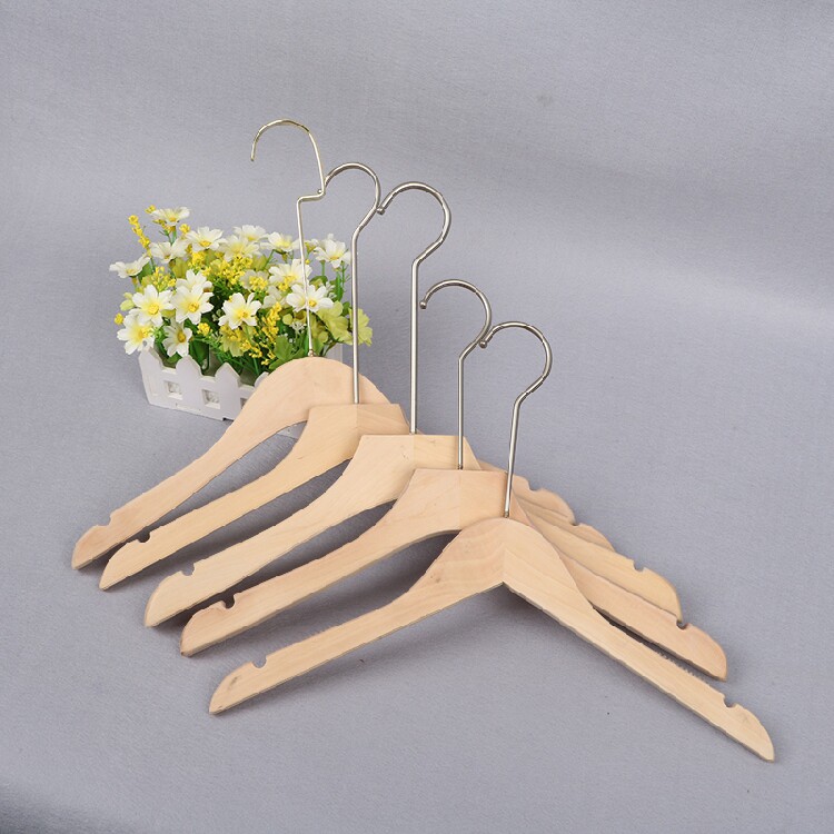 Clothing store retro primary color solid wood hanger household non-slip wooden children's clothing rack Wood clothing hanger