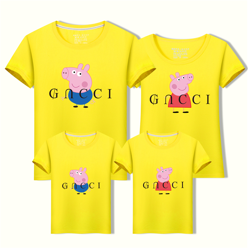 Pig Pecs phụ huynh-con tải hè 2018 gia đình sóng mới ba bốn bốn gia đình nhà xã hội áo thun ngắn tay quần áo bé trai