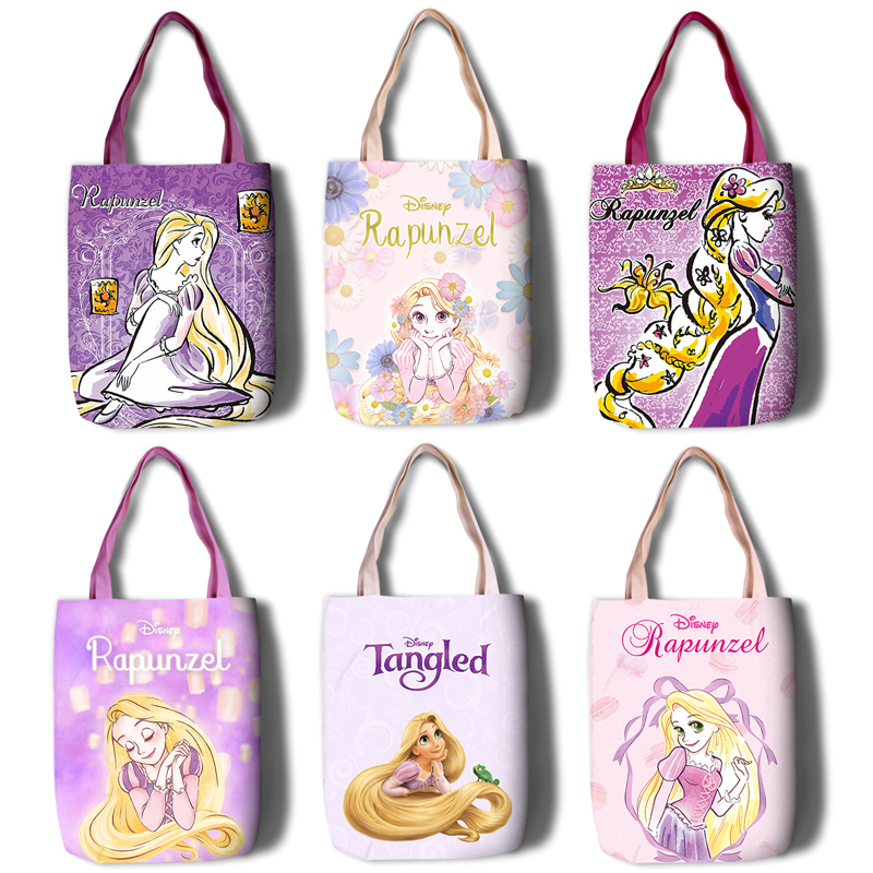 Long hair Princess Tangled Rapunzel Portable Canvas Shopping Bag Single Shoulder Bag