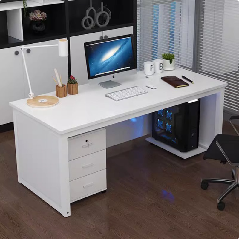 Simple Desk, Single-Person Computer Desk, White Office Clinic Desk, Economical Executive Desk, Employee Desk, Workbench