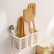 Wall-mounted chopstick cylinder free of punch high face value fast sub-hugging spoon shelve shelf domestic kitchen drain and mildew-proof chopstick cage