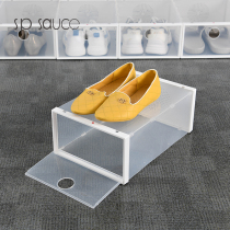Foldable transparent shoe box drawer-type shoes anti-dust single plastic containing box Easy thickened combined finishing box