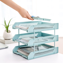 Multilayer a4 File shelf Three layers of file disc Information shelves Housed Finishing Racks Office Desktop Layered Shelving