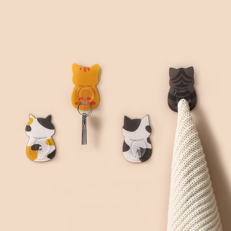 Cat hook home creative paste hook kitchen bathroom door wall hanging no trace no nail no punching sticky hook