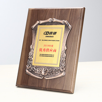 New solid wood walnut plaque wooden medal authorization plate Gold-plated honor custom champion bronze wheat ear production