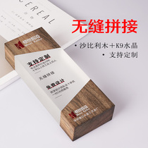 Crystal trophy custom ebony solid wood trophy creative custom souvenir photo frosted white wooden glass medal