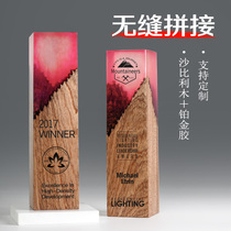 Crystal trophy custom creative e-sports competition Solid wood trophy custom excellent staff honor award commemorative medal