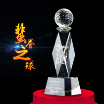 Trophy crystal custom high-grade 3d engraving Golf basketball tennis Volleyball lettering competition champion souvenir