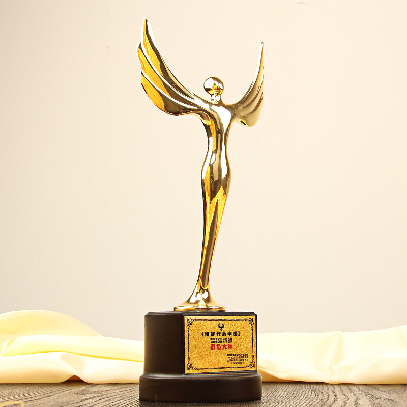 Embroidered trophy custom metal Oscar wings little golden man goddess award semi-permanent who can represent China competition