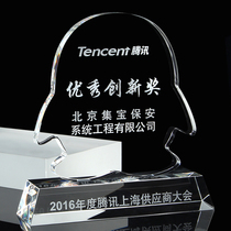 Crystal Trophy Medal Custom QQ Penguin Souvenir Tencent Awards to Design logo Creative Production