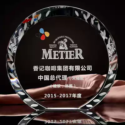 Authorization brand custom crystal trophy Bevel round authorization production foreign trade factory Korean high-end Crystal Medal