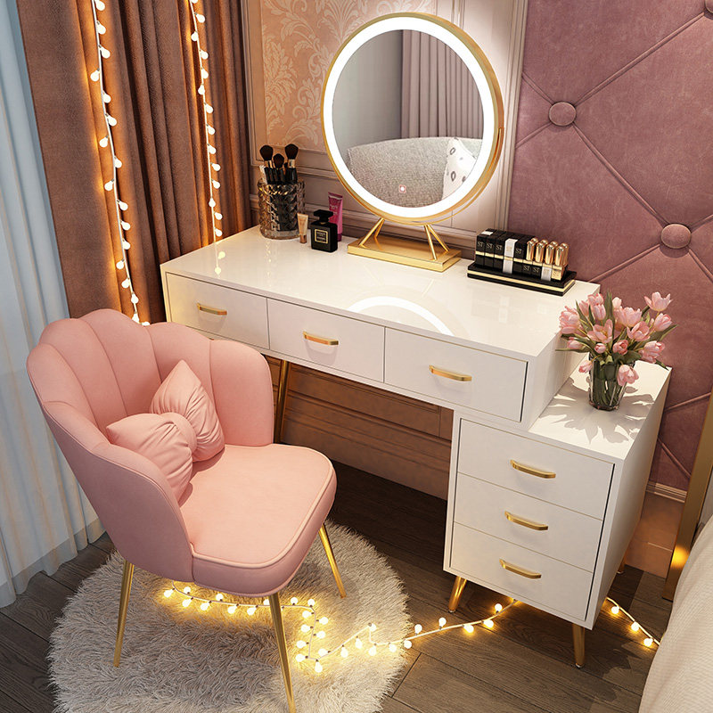 Nordic new light luxury dressing table Bedroom net red ins wind makeup table Modern simple storage cabinet one with light