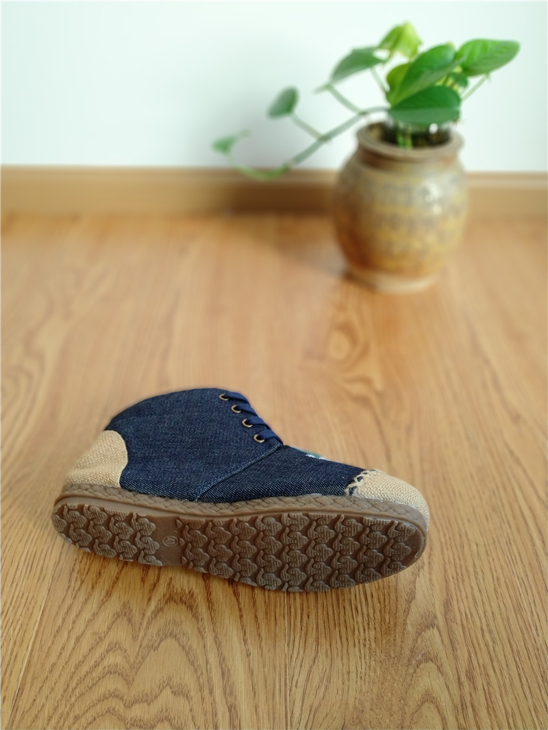 Phong cách quốc gia cao giúp giày nam gân đáy thêu mặt giày retro tie linen giày vải khâu đôi giày - Giay cao giầy thể thao nam