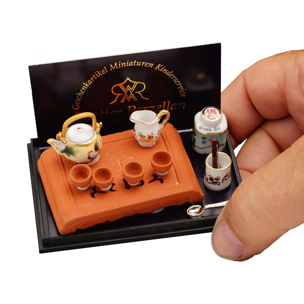 German Reutter porzellan miniature ceramic 1:12 classic Chinese style tea set OB11 food play