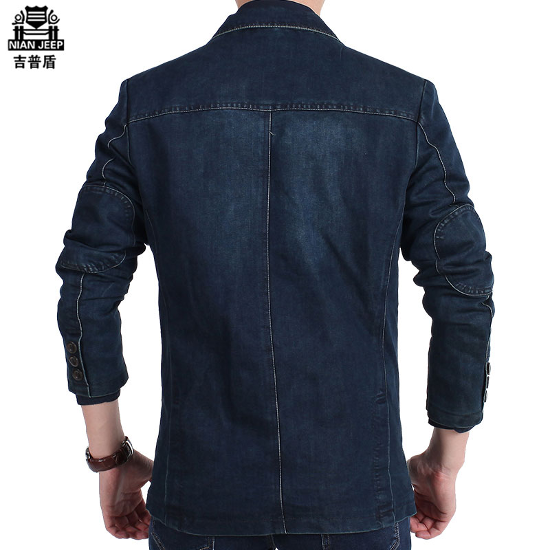 Nam denim phù hợp với bình thường Nian Jeep mùa thu / mùa đông nam thủy triều thời trang trẻ đơn Tây cộng với kích thước quần áo phù hợp với