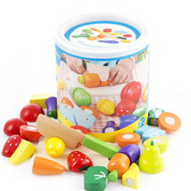 Childrens wooden fruits and vegetables cut to see the early education House Velcro barrel baby intelligence toys