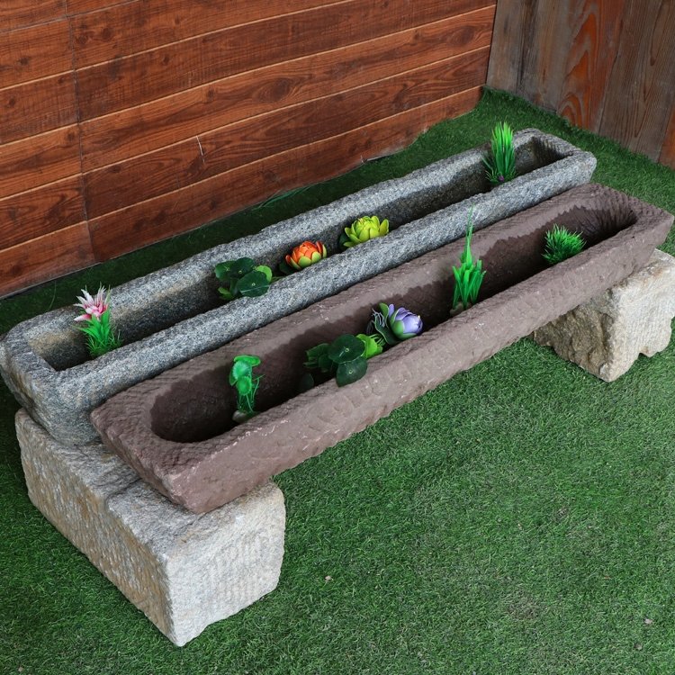 Old stone stone trough narrow stone trough chicken trough succulent plant stone flower pot fish raising stone tank long stone trough wash basin