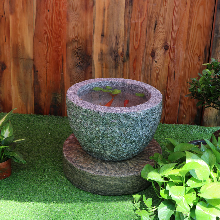 Old Stone Modern Flower Pot Stone Carving Ornament for Balcony and Courtyard, Suitable for Pennywort, Fish Tank, Lotus Tank, and Bowl Lotus Cultivation