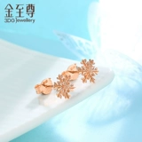 Модные золотые серьги, официальный продукт, со снежинками, 18 карат, розовое золото, подарок на день рождения